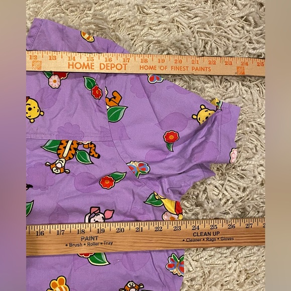 Disney Womens Medical Scrub Top Winnie the Pooh Tigger Eeyore Piglet Purple - Picture 8 of 11